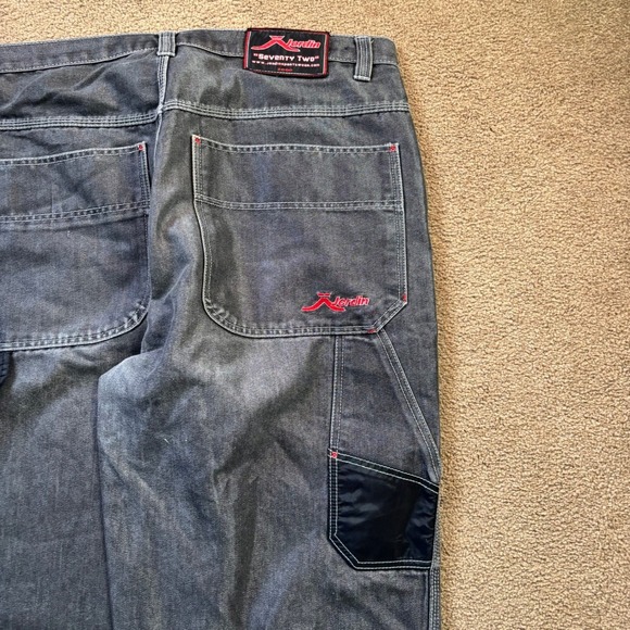 Vintage Jordin Sportswear Jeans Mens 44x34(31) Black Faded HipHop Baggy 90's Rap - Picture 11 of 14